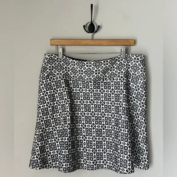 Tory Burch Marley Skirt Fit and Flare Mini Navy Blue and White Size 12 - Picture 1 of 8